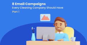 commercial cleaning owner writer emails in a desk