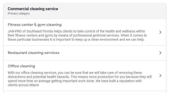 Google my business for commercial cleaning